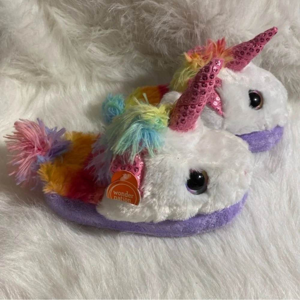 Wonder Nation Girls Size 11-12 Slippers‎ Unicorn New
